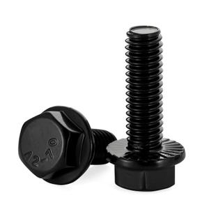 1/4-20 x 1-3/4" Flanged Hex Head Bolts Flange Hexagon Screws, Stainless Steel 304 Black Finish, Fully Threaded, 25 PCS