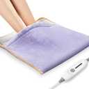 Electric Heated Foot Warmer - Auto Shut Off, Ultra Soft Flannel Heating Pad for Foot, Extra Large Heat Therapy Wrap for Feet, Back, Waist, Abdomen with Long Cord, 22" x 20" (Purple)