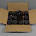 JUVITUS Amber 4 oz Glass Packer Bottle with Black Ribbed Lid (12 pack)