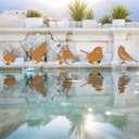 5PCS Rusty Metal Birds Decoration Bird Silhouette Statues Rusty Metal Yard Art Rustic Garden Outdoor Decor C