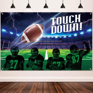 Blulu Large Football Backdrop for Birthday Party, Touchdown Sports Banner for Football Party Decorations, Photo Booth Background, Game Day Supplies