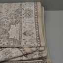 Washable 3x12 Hallway Runner Rug: Vintage Non Slip Soft Rug for Entryway Kitchen Living Room Low-Pile Water Resistant Carpet for Bathroom Nursery Thin Floor Mat for Bedroom Dining Room(Beige,3x12)