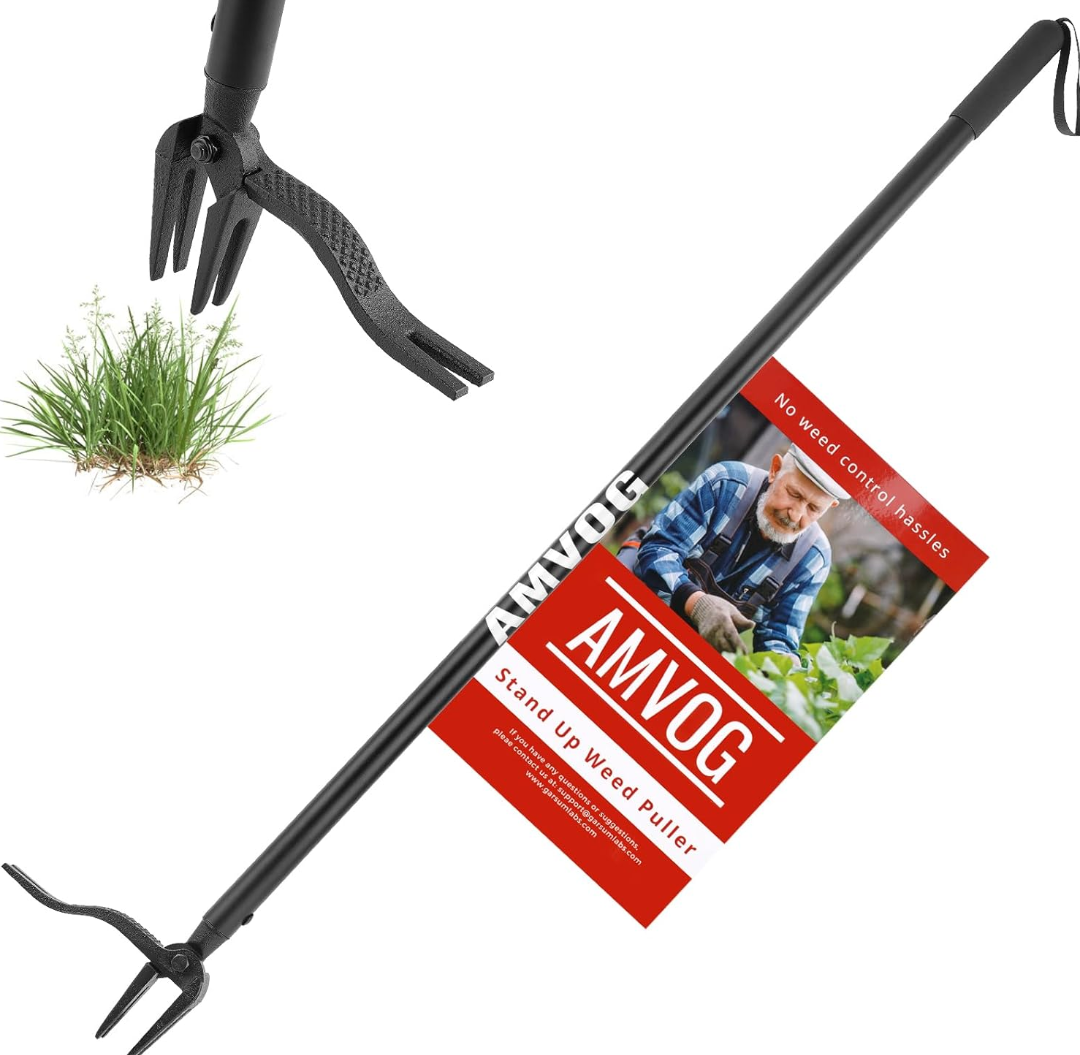 46'' Stand-Up Weed Puller Tool - Reinforced Upgraded Version with Long Handle, Made of Aluminum Alloy Design, Roots Remover for Garden & Lawn Care, Easily Remove Weeds Without Bending