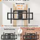 Perlegear UL Listed Full Motion TV Wall Mount for 42-90" TVs up to 132lbs, Heavy Duty TV Mount with Dual Articulating Arms, Tool-Free Smooth Tilt, Swivel, Fits 16" Studs, Max VESA 600x400mm, PGLF8