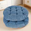 Large Floor Pillow for Adults, 22x22" Memory Foam Floor Cushion with Corduroy Cover, Round Floor Sitting Cushions for Meditation, Lounge,Seating for Yoga, Tatami Living Room (2, Round-Navy Blue), 22 X 22 X 3.5 Inches