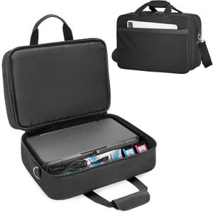 CURMIO Double Layer Printer Carrying Case Compatible with HP Tango/Tango X, OfficeJet 200/250, Wireless Mobile Printer Travel Bag with Luggage Strap and Pockets for 15.6 Laptop, Bag only