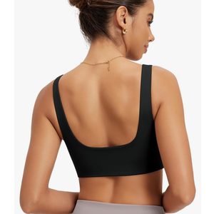 No Brand Square Neck Sports Bra for Women Wirefree Non Padded Yoga Tank Workout Crop Tops S