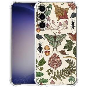 hendicow Case for Samsung Galaxy S23 with Botanical Art Design,Aesthetic Vintage Cottagecore Mushroom Moth Pattern,Trendy Soft TPU Bumper Phone Cover,6.1"(Moth,S23)