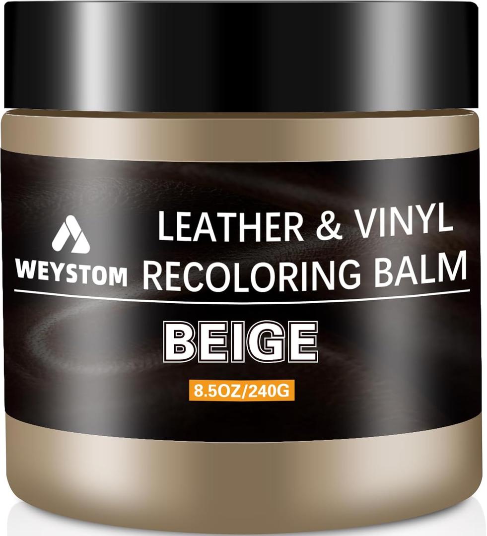 Leather Recoloring Balm - Beige Leather Repair Kit for Furniture, Leather Dye & Paint to Recolor, Restore & Repair Faded, Cracked, Peeling Leather (8.5OZ without Oil)