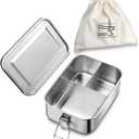 HaWare Stainless Steel Bento Box, 29oz (850ML) Leak-Proof Lunch Box for Kids Adults, 3 Compartments Food Containers with Removable Dividers and Bag, Metal Lunch Containers for Snack Meal Sandwich