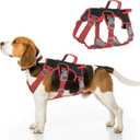Escape Proof Dog Harness, No Pull Reflective Adjustable Vest with Easy Control Lift Handle, No Choke Soft Padded Breathable Full Body Pet Harness for Walking Hiking and Training (Red, Medium)