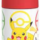 THERMOS FUNTAINER Water Bottle with Straw - 12 Ounce - Kids Stainless Steel Vacuum Insulated Water Bottle with Lid, Pokmon (Pokemon)