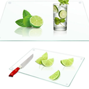 JAMBALAY Tempered Glass Cutting Boards for Kitchen, Clear Glass Cutting Board Set, 12"x16" & 8"x12" Cutting Boards with Non Slip Foot, Heat and Scratch Resistant, Shatterproof