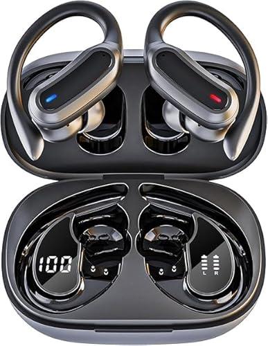 Wireless Earbuds, Bluetooth 5.4 Headphones, True Wireless Stereo Sound Earphones with Noise Cancelling Mic, Fast Charging, IPX7 Waterproof, Comfort Fit Ear Buds for Sports/ Workouts/ Travel (Deep Black)