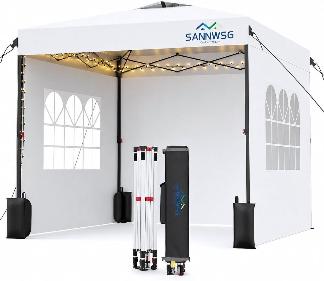 8X8 Pop Up Canopy Tent Easy Up Canopy with 3 Sidewalls