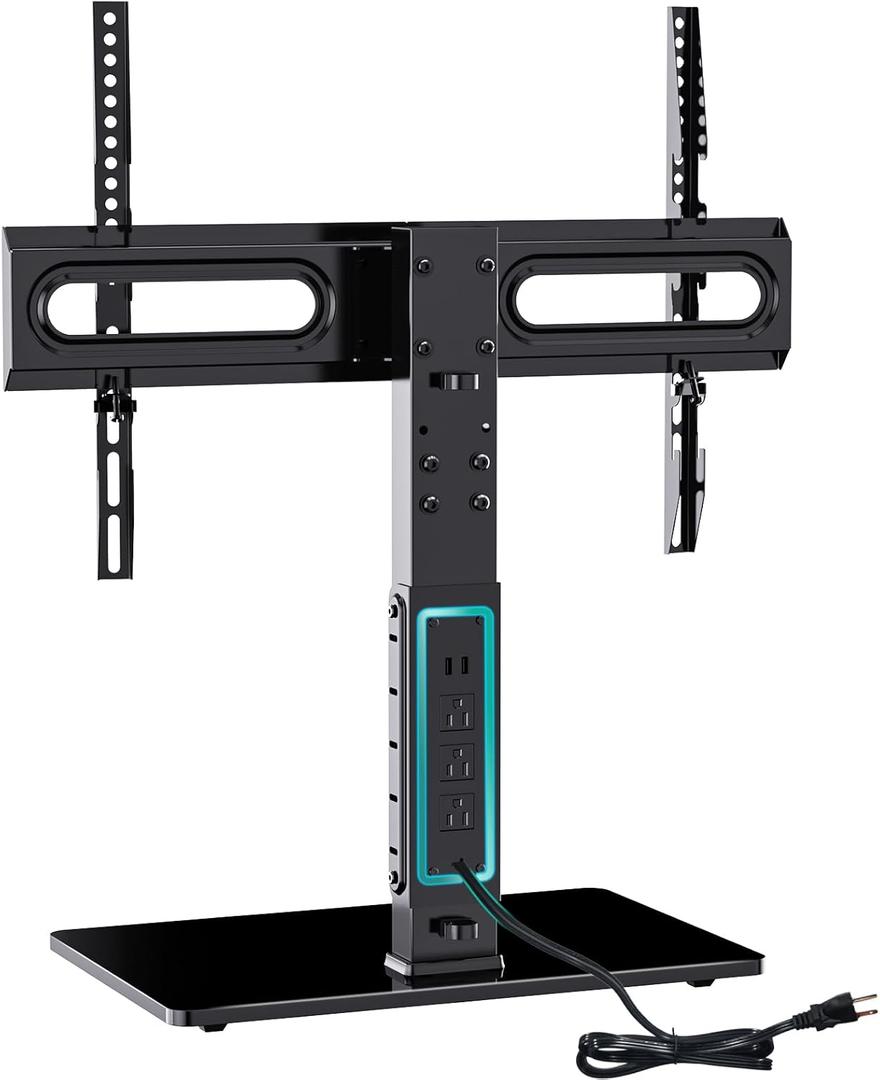 WALI TV Stand with Power Outlet, Universal TV Mount Stand for 32-70 inch TVs, 6 Height Adjustable and 70 Swivel TV Mount Stand Holds up to 88lbs, Max VESA 600x400mm(TVDVD-5P)