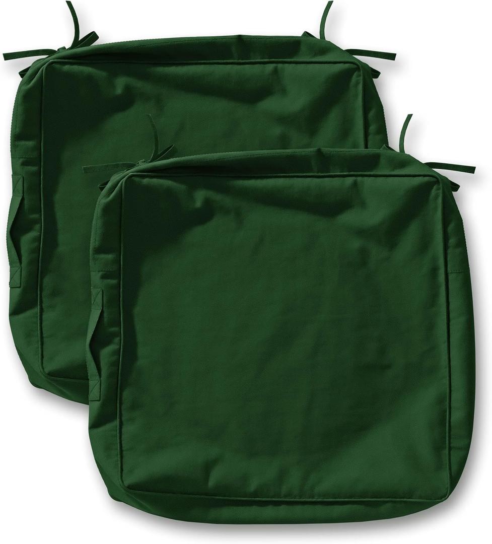 Outdoor Waterproof Cushion Covers for Patio Furniture 17 * 16 * 2 in 2Pcs, Thick Replacement Cushion Slipcover for Garden Seating Rattan Chair, Green
