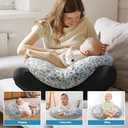 Nursing Pillow, Breastfeeding Pillows with Standard Size Removable Cover, Breast Feeding Pillow with Breathable Filling, Ergonomic Nursing Essentials for Bottle and Breastfeeding- Leaves