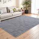 Grey Washable Shag Area Rug for Living Room, 6x9 Modern Geometric Non Slip Bedroom Rugs, Fluffy Soft Thick Carpet for Boys Kids Room, Dorm, Office, and Home Decor