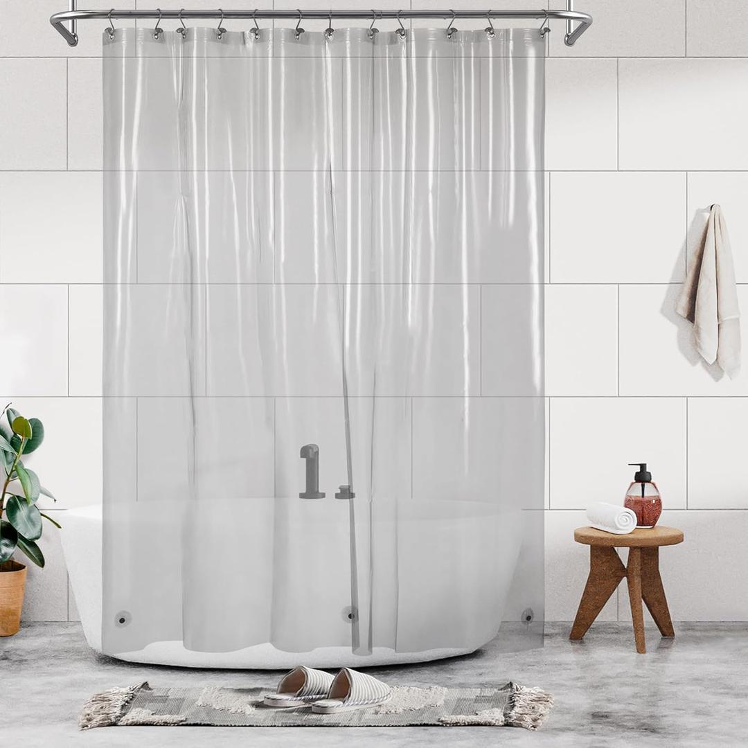 Barossa Design Clear Black Long Shower Curtain Liner 78" Height - 3 Magnets & Waterproof Lightweight PEVA Shower Liner for Bath Tub, PVC Free, Metal Grommets, Clear Black, 72x78