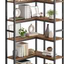 VASAGLE 6 Tier Bookshelf with Metal Frame, Convertible Industrial Corner Shelf, 9.4 x 40.2 x 69 Inches, for Living Room, Bedroom, Home Office, Rustic Brown and Ink Black ULLS606K01