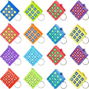 Hicarer 32 Pcs Tic Tac Toe Game Valentines Party Favor Goodie Bag Stocking Stuffer Kids 8-12 Tic Tac Toe Keychain Prize Puzzle Game Birthday Christmas Party Gift for Boy Girl (Lively Color)