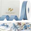 HUIHUANG Dusty Blue Satin Ribbon 50 Yards Double Faced Satin Ribbon 1 inch Blue Silk Ribbon for Gift Wrapping Bows Crafts Bridal Floral Bouquet Cake Wedding Invitation Card Birthday Party Decor