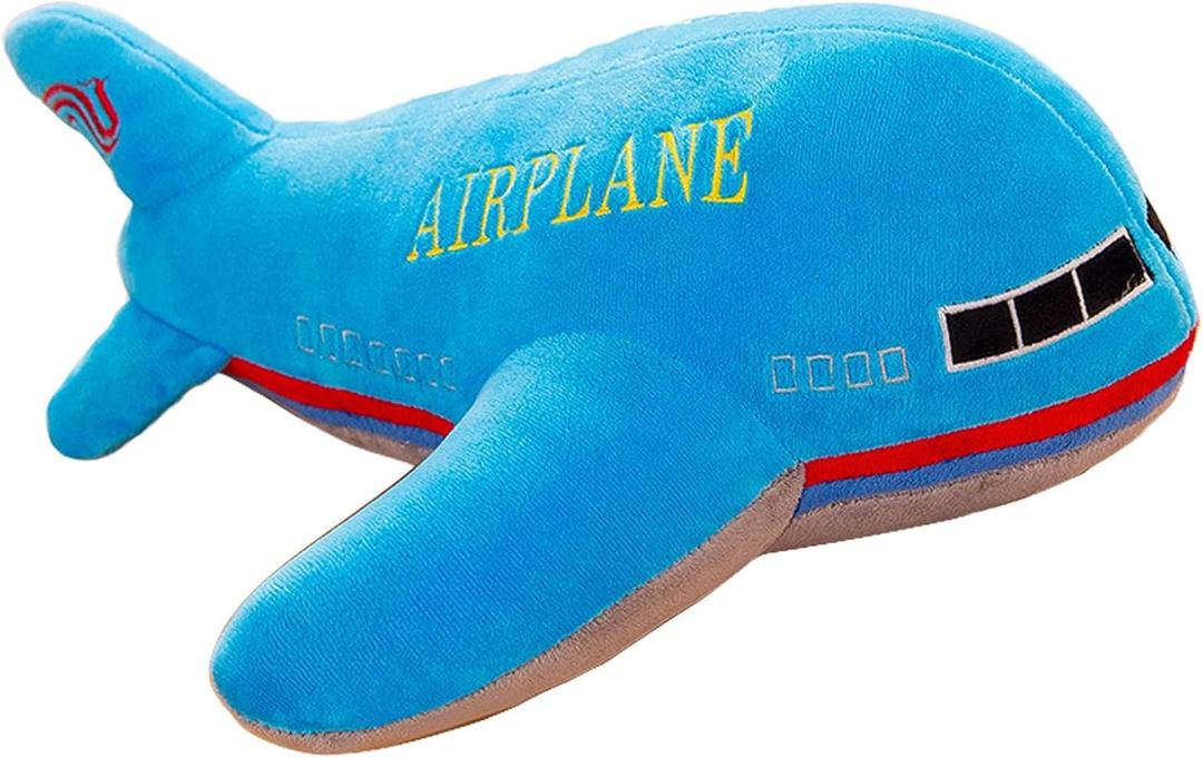 XiRiDa Airplane Plush Aircraft Toy Stuffed Blue Plane Pillow Gifts for Boys Kids 15.7"
