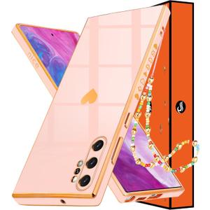 Shorogyt (3in1 Heart Case for Samsung Galaxy Note 10 Plus 5G/4G 6.8 Inch Women Cute Aesthetic Love Hearts Pattern Girls Gold Luxury Girly Design Cases Trendy Cover+Chain for Note 10+ 6.8 (Pink)