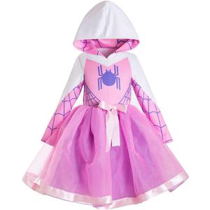 Girls Scary Crochet Tutu dress Spider Witch Halloween Dress Cobweb Birthday Outfits (4T, Pink)