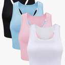 Boao 4 Pieces Basic Crop Tank Tops Sleeveless Racerback Crop Top for Women, Large