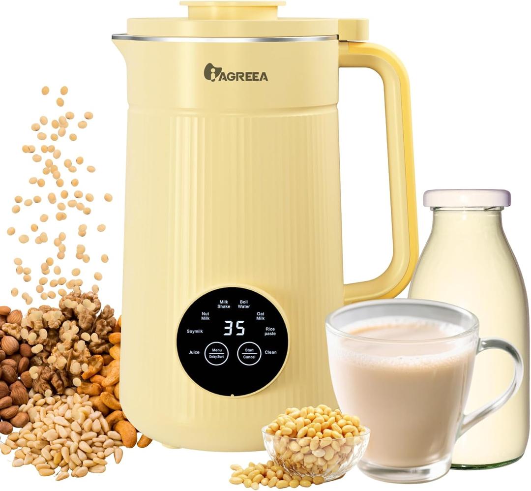 IAGREEA 35oz Nut Milk Maker Machine, 8in1 Soy Milk Maker for Homemade Milkshake/Almond/Oat/Rice, 10 Blades Automatic Electric Blender Machine With Delay Start/Boil Water/Self Clean, Easy to Use