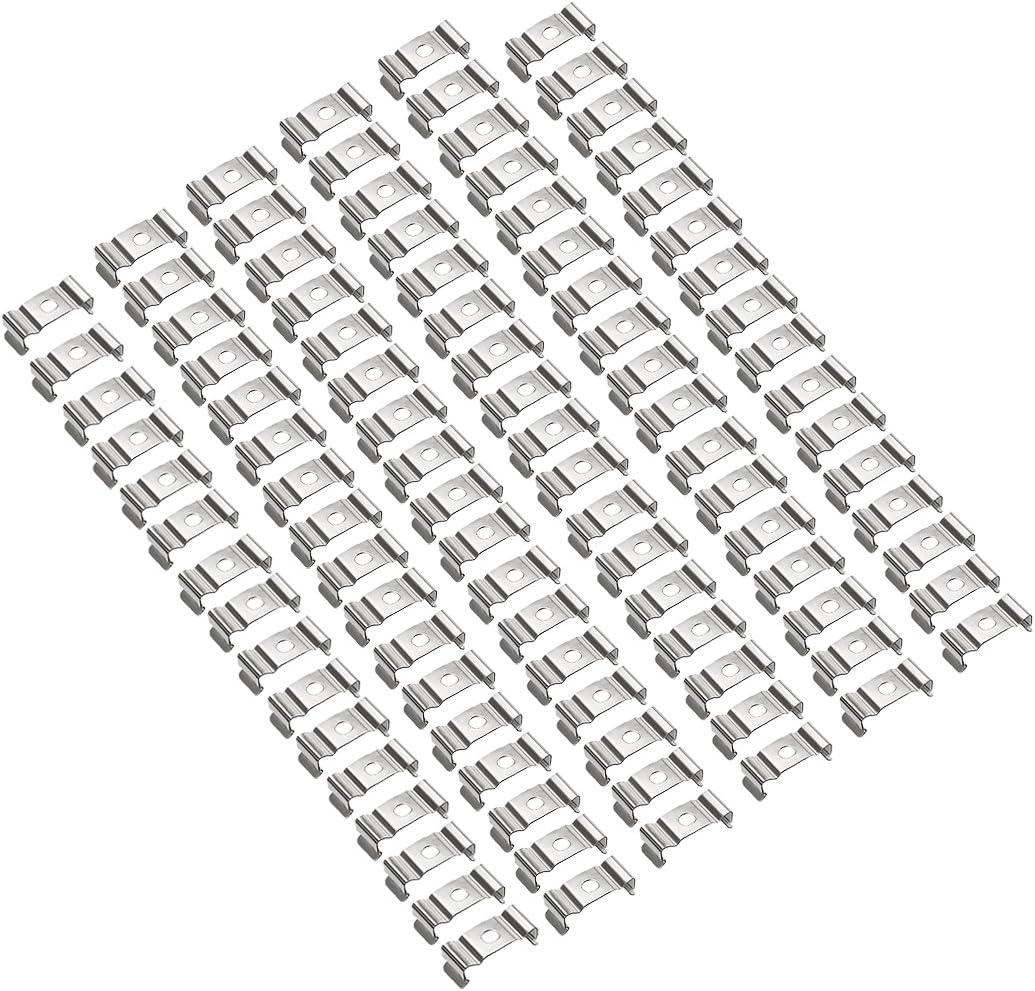 uxcell T5 Clips Bracket Hanger for Integrated Tube Light Fixture, Nickel-plated Manganese Steel, Pack of 100