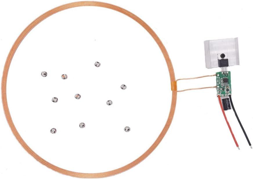 Taidacent 24V 200mm One to Many Long Distance Wireless Inductive Coil Wireless LEDs Induction Wireless Charging Module Wireless Power Supply(1 Transmitter Coil and 10 Mixed Wireless LEDs)