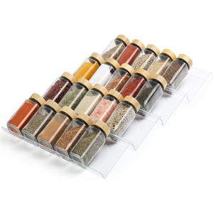Suneerplay Spice Drawer Organizer 4 Tier, Acrylic Seasoning Organizer Rack, Clear Spice Rack Tray, Kitchen Seasoning Jars Drawers Insert (Jars Not Included/Expandable From 9" to 18") (Small)