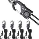 Ayaport Rope Tie Down Ratchet with Carabiner Clip 1/4" x 12' Rope Cord Tightener Heavy Duty Construction Kayak tie Downs for Tent, Tarp, Camping (Black)