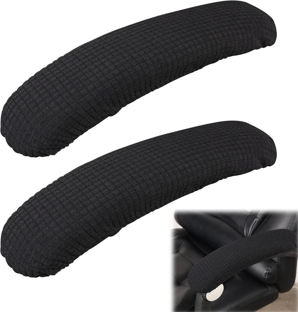 Vin Beauty Office Chair Armrest Covers, 2Pcs Office Removable Arm Rest Covering, Elastic Chair Armrest Covers, Office Seat Hand Rest Protector, Arm Covers Protectors for Office Chair(Black)