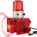 Joinfworld AC110V 120dB Siren Alarm Strobe Light Plug-in Manual Security Alarm Adjustable Volume Outdoor Waterproof Emergency Strobe Warning Light for Warehouse, Construction Site, Crane