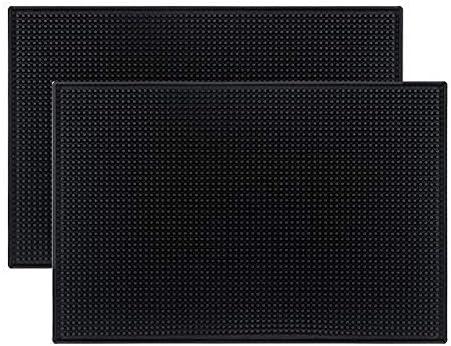 Tebery Black Mat 18" x 12" - 45.7 x 30.5cm Rubber Bar Service Spill Mat (Pack of 2)