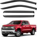 Apilt Window Visors Rain Guards for 2019-2026 Chevy Silverado/GMC Sierra 1500 Crew Cab, Out-Channel Window Vent Wind Deflectors Visors Shades for 20-26 Silverado/Sierra 2500HD 3500HD Crew Cab