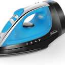 Sunbeam Steammaster Steam Iron, 1400 Watt, Large Anti-Drip Stainless Steel Nonstick Soleplate with 8' Retractable Cord, Horizontal or Vertical Shot of Steam and 3-Way Auto Shut-Off, Black/Blue (Medium)