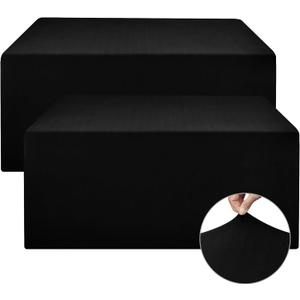 Nasitos Spandex Fitted Table Covers for 6 Foot Tables - 72 x 30 Inch - 2 Pack Black Stretch Table Clothes, Wrinkle Resistant Rectangle Tablecloths for Parties, Trade Show, Craft Show, Birthday
