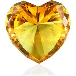 3 / 80 mm Yellow Diamond Heart Shaped Glass Crystal Paperweight  Home Office Decor & Valentine's Day Gift Wedding Favors Centerpieces Decoration with Gift Box