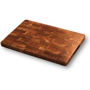 Large Wooden End Grain Cutting Board | 18 * 12 Inches | Chopping, Serving Board/Block for Kitchen Vegetables, Fruits, Cheese and Charcuterie | Natural Acacia Wood | Handcrafted