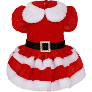 Dog Christmas Dress Santa Costume for Small Pet Dogs Cat Christmas Pet Outfit Red Puppy Dress Party Accessories (Large)