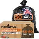 Contractor Garbage Bags 55 Gallon Heavy Duty | 50 Count | Construction Bags Heavy Duty with Ties | 55-60 Gallon Trash Bag for Contractors