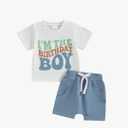 Kayotuas Toddler Baby Boy First Birthday Outfit Letter Print Short Sleeve T Shirt Top and Solid Shorts 2 Piece Summer Clothes 2-3Y