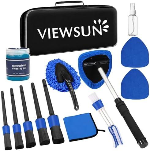 Viewsun Windshield Cleaner Tool, 14Pcs Car Interior Cleaning Kit, Car Detailing Kit Interior Cleaner, Car Detailing Brushes, Car Cleaning Gel, Inside Cleaning Supplies Accessories for Women Men