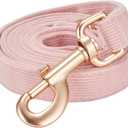 Soft Cotton Dog Leash, 5 Ft Heavy Duty Corduroy Dog Leashes with Gold Metal Hook for Small Medium Large Dogs,Medium,Light Pink