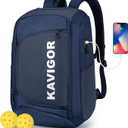 KAVIGOR Pickleball Bag, Large Pickleball Backpack Holds 4 to 6 Paddles, Shoes Compartment & Wet/Dry Pocket (9 Pockets), Charge Port
